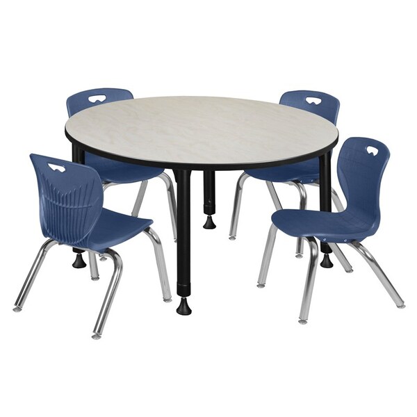 Regency Tables > Height Adjustable > Round Table & Chair Sets, 48 W, 48 L, 23-34 H, Maple TB48RNDPLAPBK45NV - main